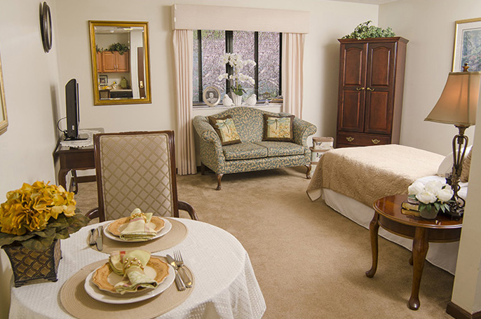 Interior photograph of Lincoln Park retirement home living room by Cleary Creative Photography in Dayton Ohio