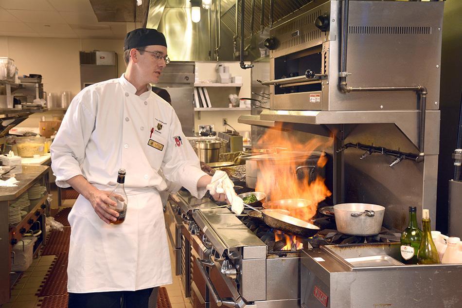 photograph at Kenwood Retirement community kitchen chef cooking by Dan Cleary of Cleary Creative Photography in Dayton Ohio