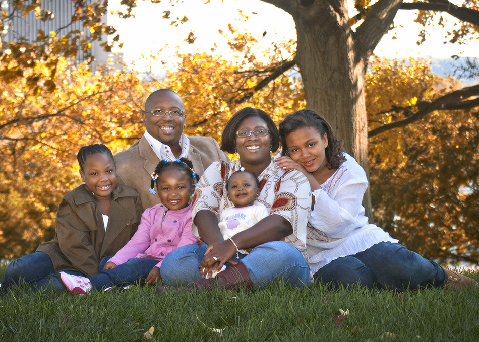 Afican American outdoor family portrait by Dan Cleary of Cleary Creative Photography in Dayton Ohio