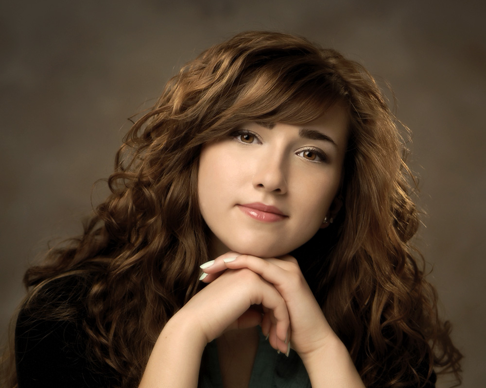 studio high school senior portrait of girl in brown tones by Cleary Creative Photography in Dayton Ohio