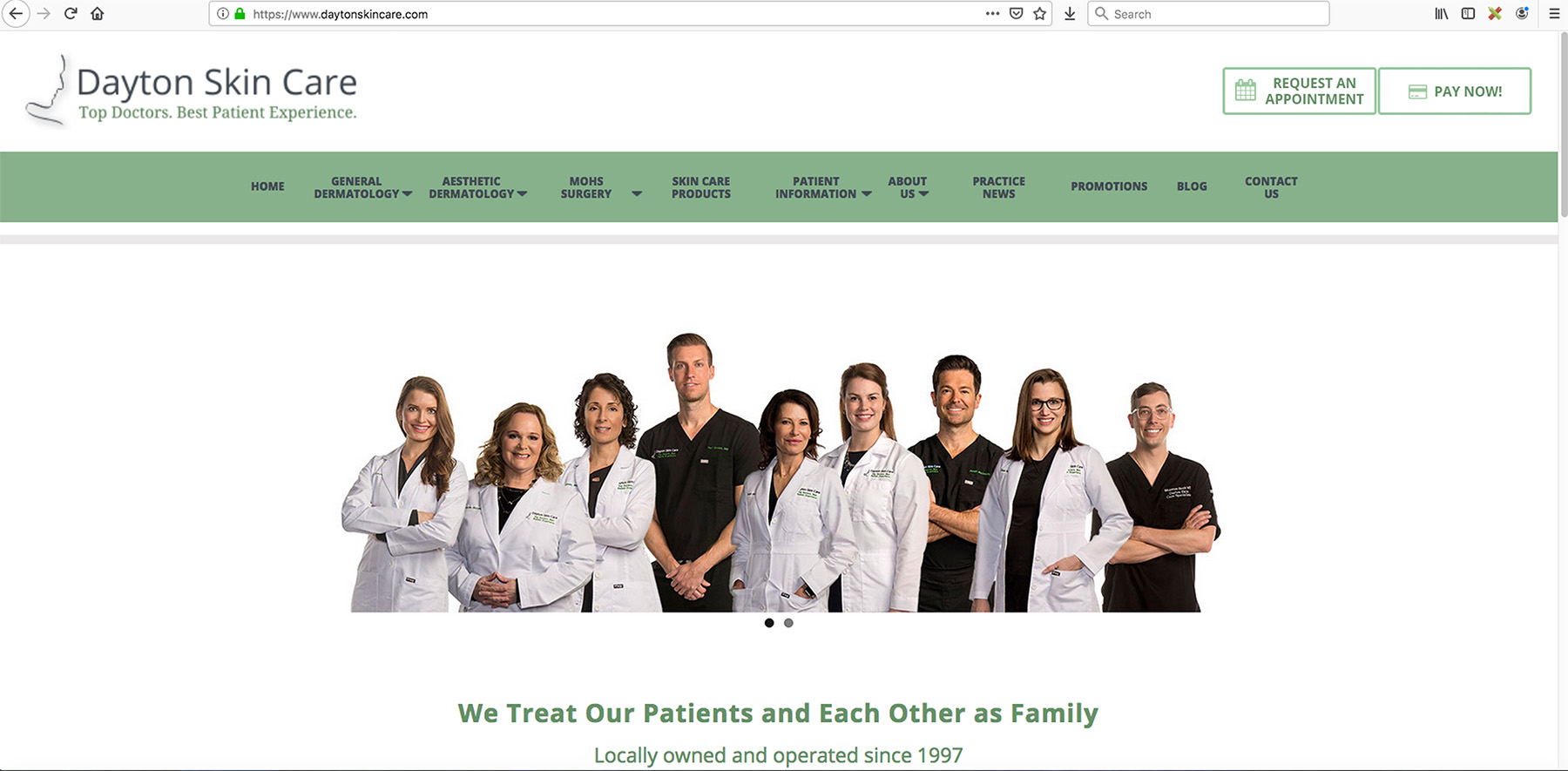 Dayton Skin Care web page by Dan Cleary of Cleary Creative Photography in Dayton Ohio