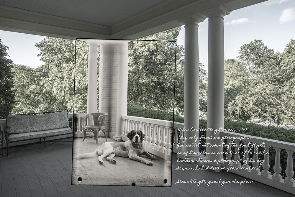 Orville Wright's dog Scipio on porch at Hawthorn Hill in Oakwood Ohio by Dan Claery
