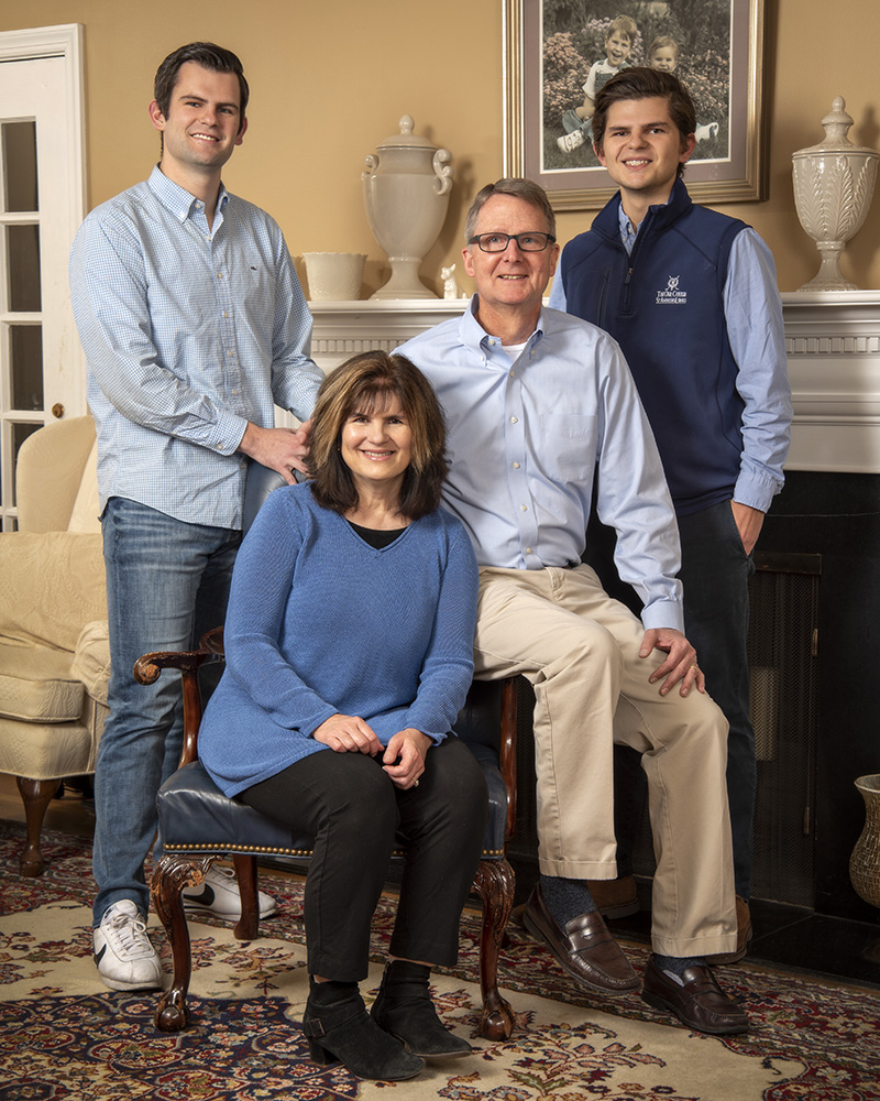 family portrait in living room by Dan Cleary of Cleary Creative Photography in Dayton Ohio