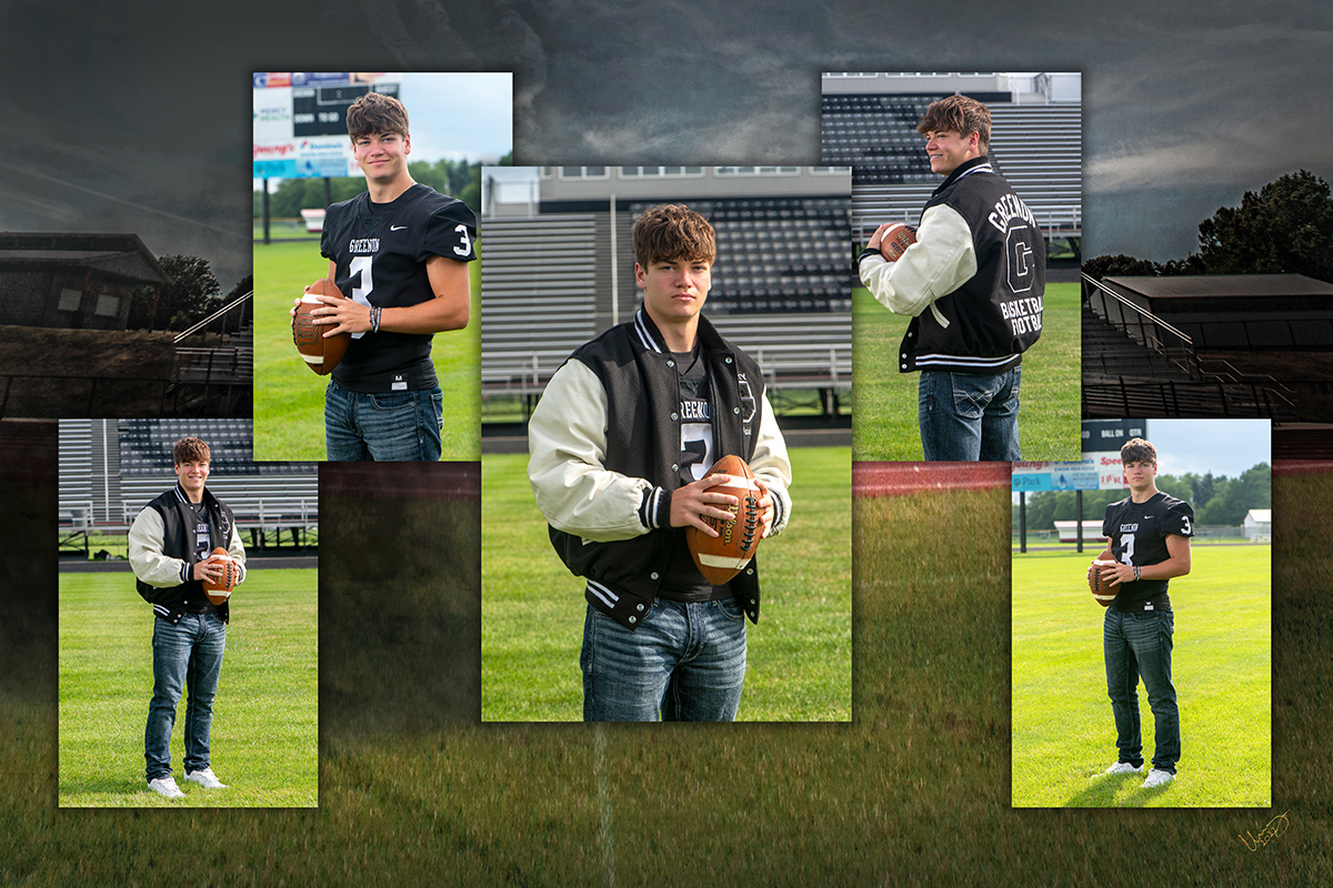 high school footbal player photographed on the field by Dan Cleary Dayton Ohio